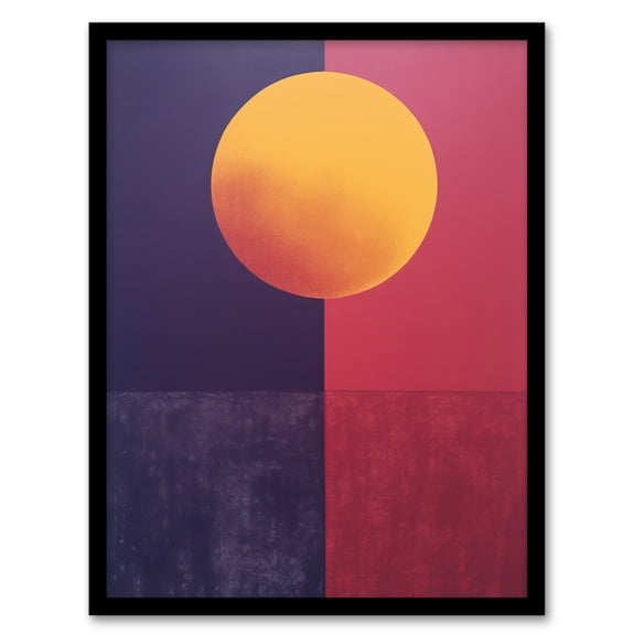 Sunset On Plum Abstract Geometric Sky Changing Colours Purple Orange Oil Painting Art Print Framed Poster Wall Decor 12x16 inch