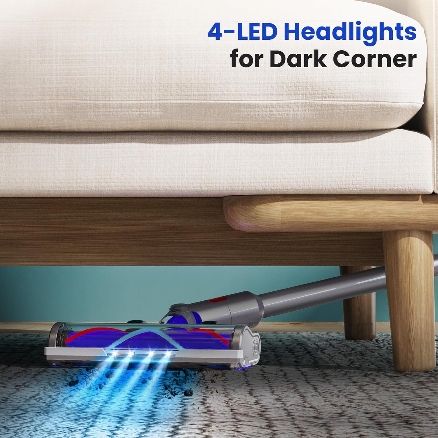Vacuum Head Replacement for Dy-Son V7 V8 V15 V10 V11 SV14 SV12 SV11 SV10 Vacuum Cleaners with LED Headlights V Shape Roller Brush Head Replacement Parts for Hardwood Floor Carpets Attachment thumbnail 6