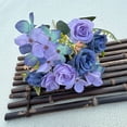 thumbnail image 2 of Artificial Rose Flower Bouquet, Oimcto Small Bunch of Faux Flowers for Wedding Decoration, Home Decor and Flower Props, No Watering, Long-Lasting, Blue, 2 of 5