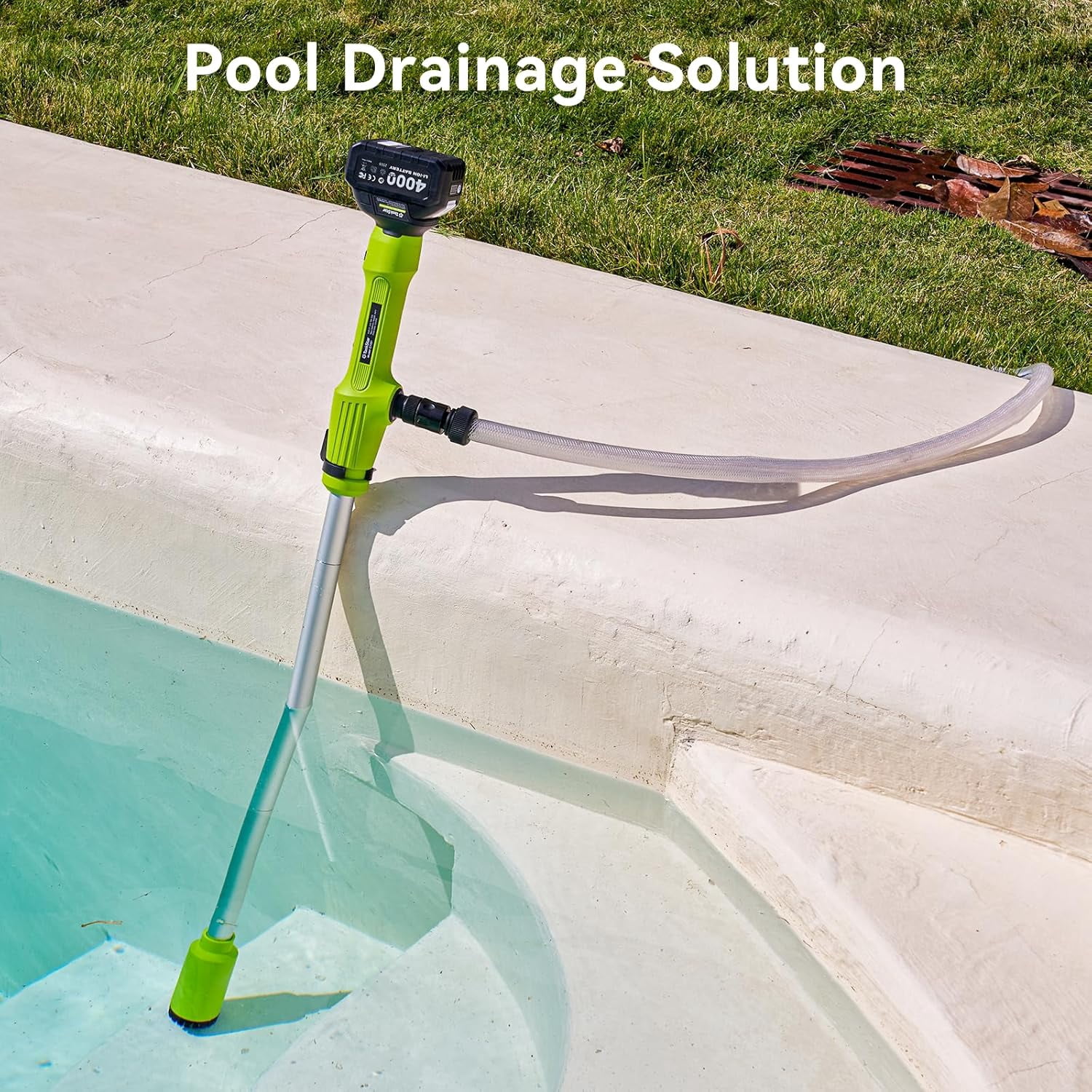 Taskstar Cordless Stick Transfer Pump for Water/Diesel, 2.2" Filter OD, 720GPH Fast Drain, Battery Powered 60-Min Runtime, 16FT Lift Head for Basement, Pool, Pond, Rain Barrels, Boat, Aquarium, RV