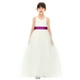 thumbnail image 3 of Ekidsbridal Girl Bridesmaid Flower Girl Dress - V-Neck Ivory Tulle Dress with Tiebow 218noFT-A (Size: 2-12), 3 of 4