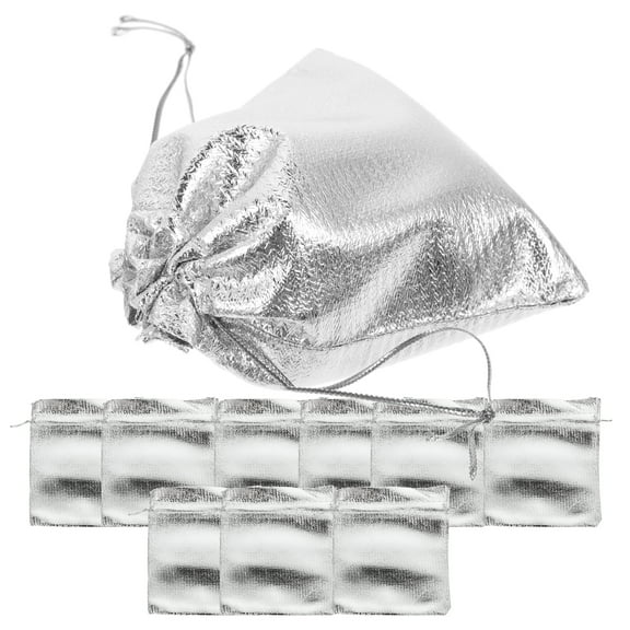 TABLZONE 30Pcs Portable Plated Silver Organza Bags with Smooth Drawstring for Jewelry and Candy Storage