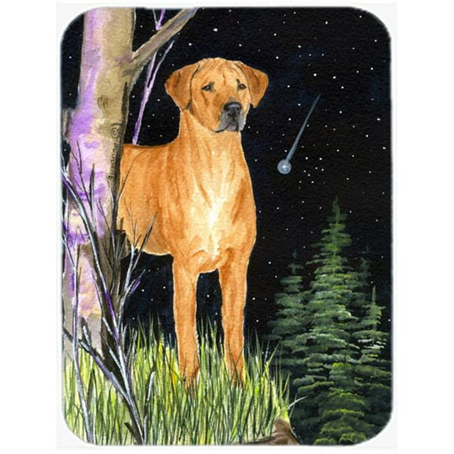 Carolines Treasures SS8479LCB Starry Night Rhodesian Ridgeback Glass Cutting Board - Large