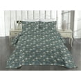 thumbnail image 2 of Ambesonne Flamingo Quilted Coverlet 3 Pcs, Exotic Bird Sketch Rose, King Size, Teal Eggshell, 2 of 4