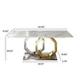 thumbnail image 3 of POVISON 63" Modern White Faux Marble Dining Table For 4-6，Rectangular Tabletop, Golden Hexagonal-Legged legs, 3 of 8
