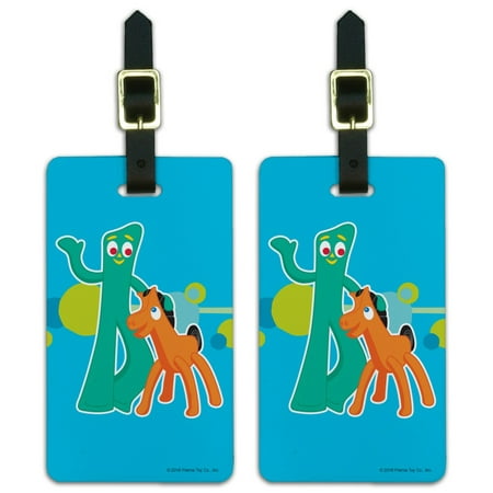 Gumby Pokey Bendy Buddies BFFs Luggage ID Tags Suitcase Carry-On Cards - Set of 2