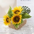 thumbnail image 4 of Washranp 10.63inch Artificial Large Sunflowers Flowers,Faux Silk Yellow Sunflower with Leaf Stems Bulk for Outdoor Wedding Bouquet Floral Arrangement, 4 of 6