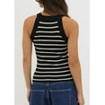 thumbnail image 2 of Halter Tank Tops for Women Summer Striped Stretchy Ribbed Knit Cami Shirts Slim Fitting, 2 of 6