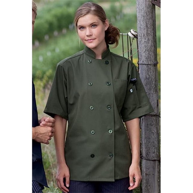 Uncommon Threads 0415-6504 Large Short Sleeve Chef Coat in Olive
