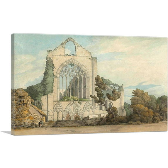 ARTCANVAS The West Front Of Tintern Abbey 1777 Canvas Art Print by Francis Towne - Size: 18" x 12" (0.75" Deep)