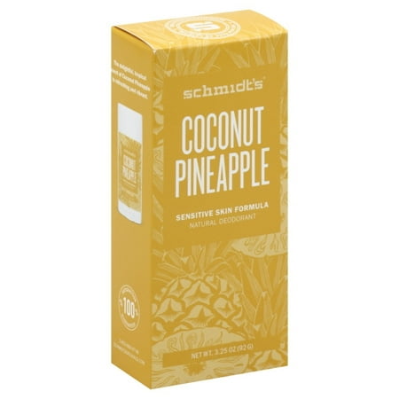 Schmidt s Naturals  Natural Deodorant  Sensitive Skin Formula  Coconut Pineapple  3 25 oz  92