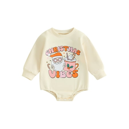

Baby Boys Girls Christmas Romper Long Sleeve Cartoon Print Bodysuit
