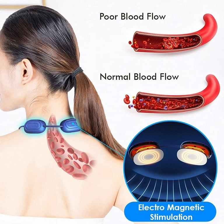 EMS Lymphatic Soothing Neck Massager, Heating Necklace Apparatus Heat  Electric, EMS Neck Acupoints Lymphvity Massage Device for Neck Pain Relief,  Blood Circulation Massager 5 Modes 