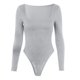 thumbnail image 4 of Gibobby bodysuit mujer completo Conjunto de mono sexy de cuello bajo para mujer Conjunto de mono de manga larga con tops sólidos Conjunto de corto sexy de manga larga (Grey, S), 4 of 5