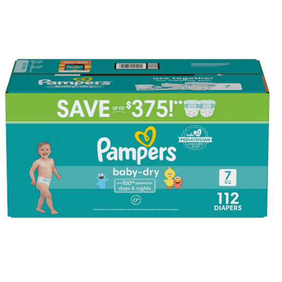Pampers Baby Dry Diapers Size 7 (41 lb) 112 Count