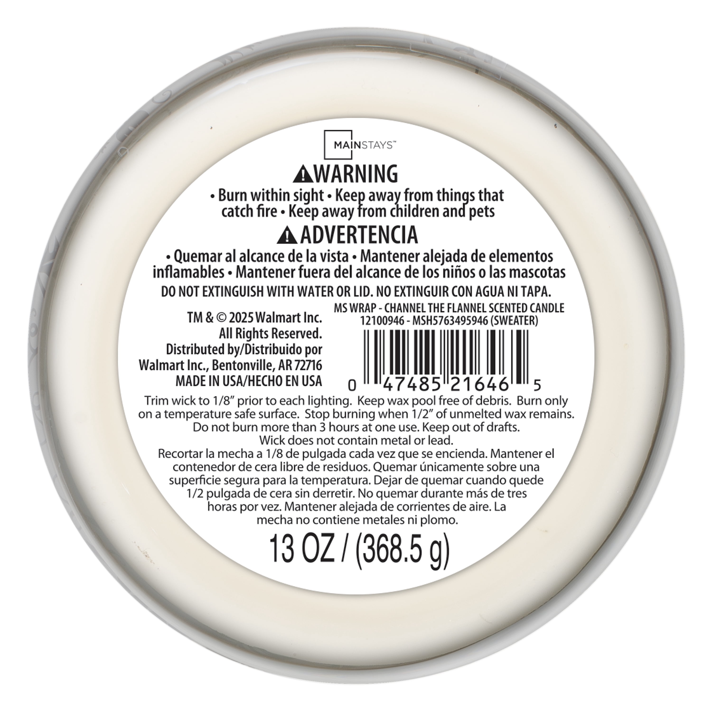 Mainstays Channel the Flannel Scented 3-Wick Candle, 13 oz.