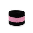 thumbnail image 4 of Couver Unisex Cotton Terry Wrist Sweatbands, 2-Pairs, Striped Design, 2.5-Inch, Black Light Pink, 4 of 7