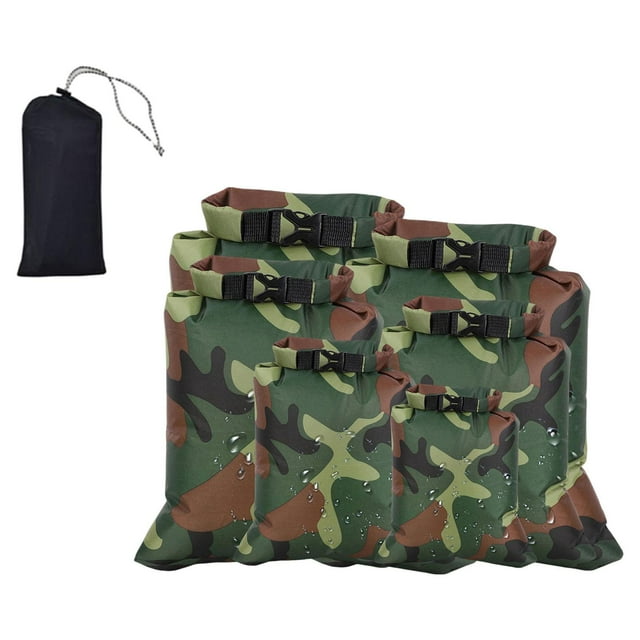 pitrice 6pack/lot Kayaking Rafting Floating Dry Bags 5L Capacity High Performance Smooth Face Easy Carrying Waterproof Dry Bags Dark Green