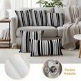 thumbnail image 6 of Black Grey Stripe Outdoor Waterproof Pillow Covers, Farmhouse Minimalist Striped Decorative Square Throw Pillowcase Sofa Cushion Sham for Patio/Couch/Chair, 26"x26" 2 Pack, 6 of 8
