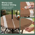 thumbnail image 5 of Round Outdoor Tablecloth with Umbrella Hole and Zipper, Vintage Dark Brown Striped Tablecloth with Elastic Waterproof, Farmhouse Modern Stripes Boho Patio Table Covers for 55" - 60" Pool Tables, 5 of 9