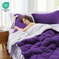 thumbnail image 4 of 7 Pieces Queen Comforter Set, Reversible Bed in a Bag Queen Size, All Season Bedding Set with Comforter, Flat Sheet, Fitted Sheet, Pillowcases & Shams, Purple & Lavender, 4 of 9