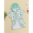 thumbnail image 5 of BemeyourBBs Toddler Baby Girls Boys Swim Cover Up Swimwear Kids Swimsuit Coverup Zip-Up Beach Bathing Suit Robe Short Sleeve Hooded Coverups Beachwear, 5 of 9