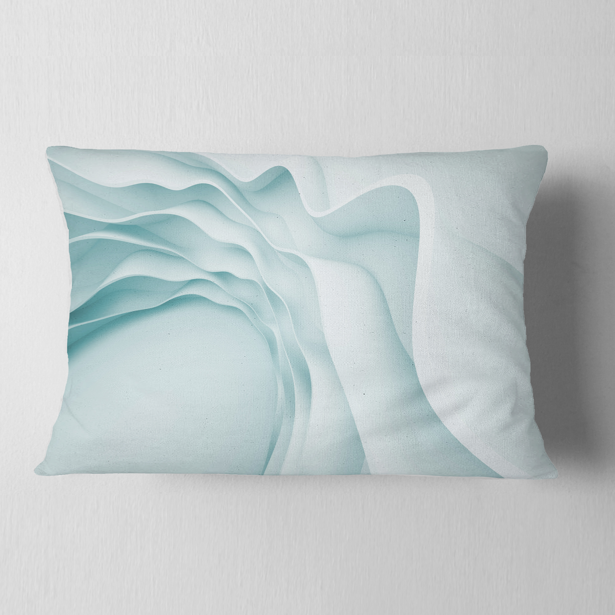 Designart Fractal Large Blue 3D Waves - Contemporary Throw Pillow - 12x20