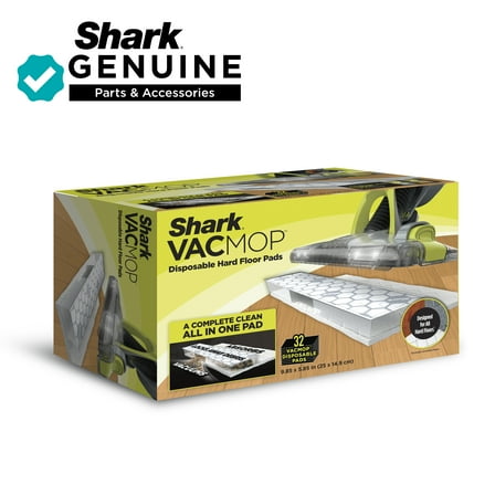 Shark VACMOP Disposable Hard Floor Pad Refills, Compatible with VM200 & VM401, No-Touch Disposal, For Use on All Sealed Floors - Stone, Hardwood, Laminate & Tile, (32 Count Total), VMP32