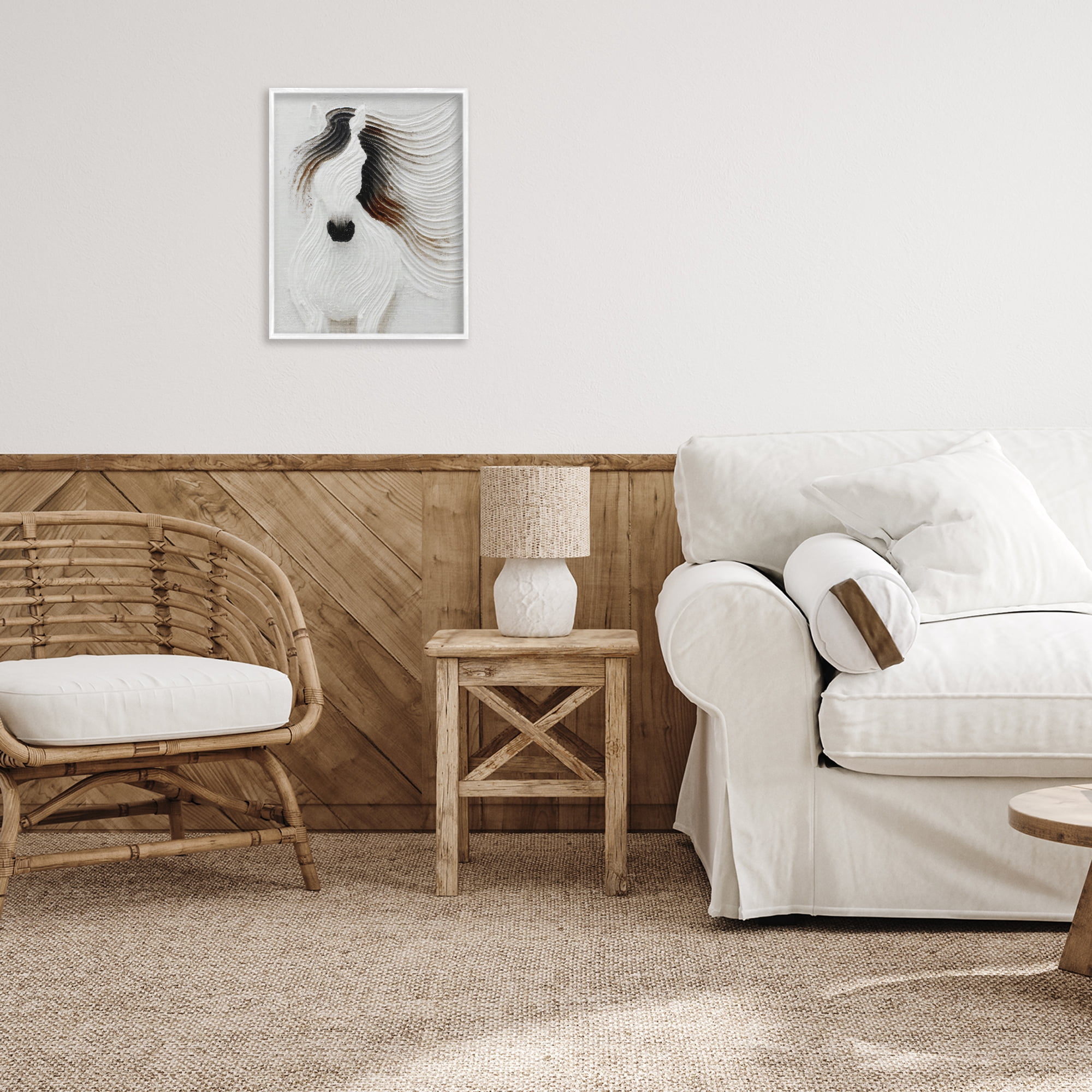 Stupell Industries Grooved Horse in Flowing Motion White Framed Giclee Art, design by Ink Drop Loft