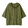 thumbnail image 4 of SONXAHE Womens Hooded Three Quarter Sleeve Button Knit Cardigan Open Front Casual Sweater Coat, 4 of 4