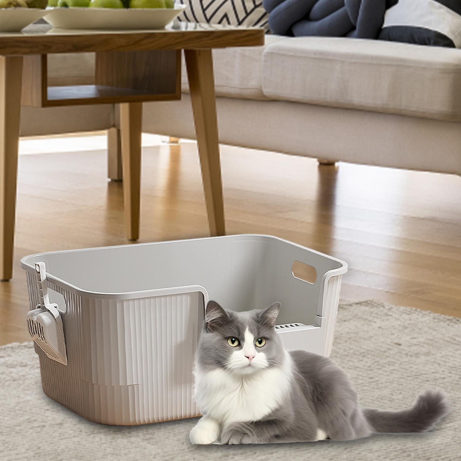 EHJRE Cat Litter Toilet Easy to Clean Portable Anti Splashing Low Entry Cat Toilet Sand Box for Small and Large Cats gray