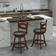 thumbnail image 2 of Costway 24" Height Set of 2 Bar Stools 360° Swivel Dining Chairs Solid Rubber Wood Leather Padded Seat, 2 of 10