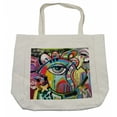 thumbnail image 1 of Contemporary Shopping Bag, Lively Colored Hand Drawn Style Art Abstract Composition with an Eye Motif, Eco-Friendly Reusable Bag for Groceries Beach and More, 15.5" X 14.5", Cream, by Ambesonne, 1 of 2