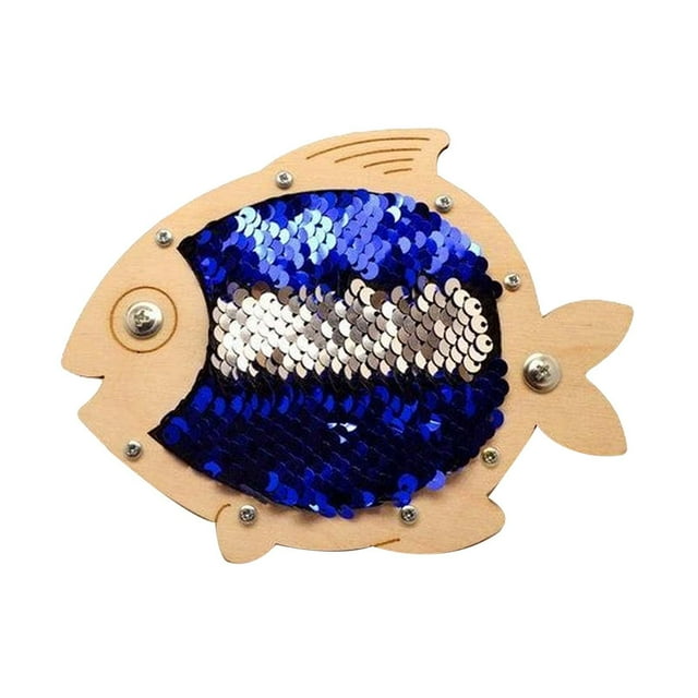 Tablero sensorial de juguete de madera para manualidades, piezas para actividades de aprendizaje, juguete educativo para edades tempranas, portátil, pescado azul CUTICAT tablero ocupado