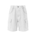thumbnail image 4 of LJEFF Boys Paperbag Waist Denim Shorts, Cuffed Hem Buttons High Waist Pocketed Shorts for Kids White Size 6 T, 4 of 7