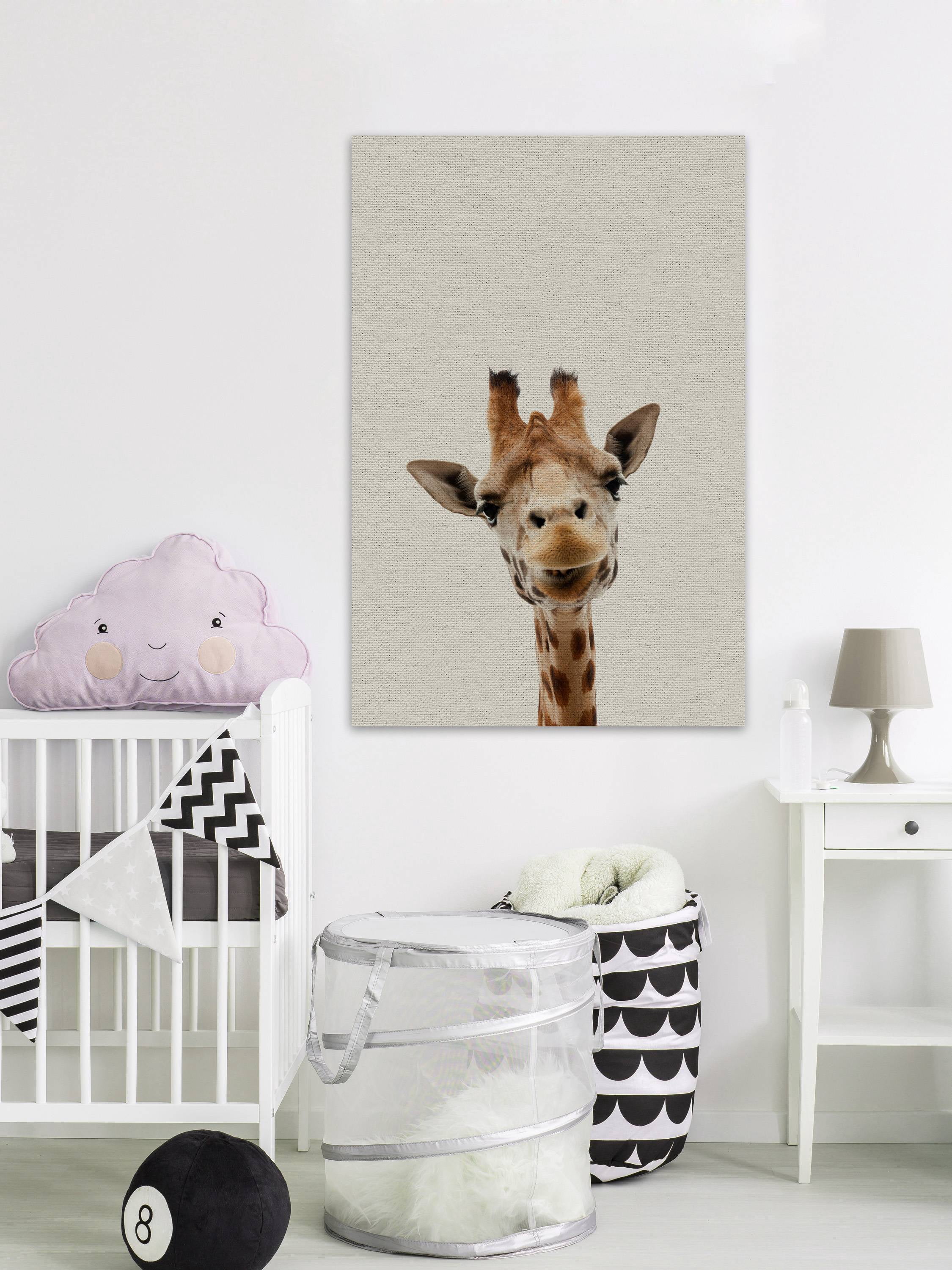 Curious Giraffe Painting Print on Wrapped Canvas