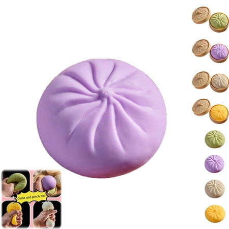 Bisitoy 1Pc Squeeze Toys Realistic Baozi Dumpling Slow Rising toy for Sensory Bins and Party Bags (Purple02)