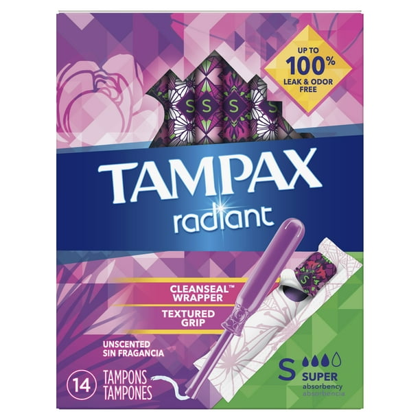 Tampax Radiant Super Absorbency Tampons, Unscented, 1 ct