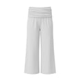 thumbnail image 4 of 2026 Coral Fold Over Yoga Pants for Girls Trendy Solid Wide Leg Loose Fit Trousers Ruched Palazzo Sports Pants White 150, 4 of 5