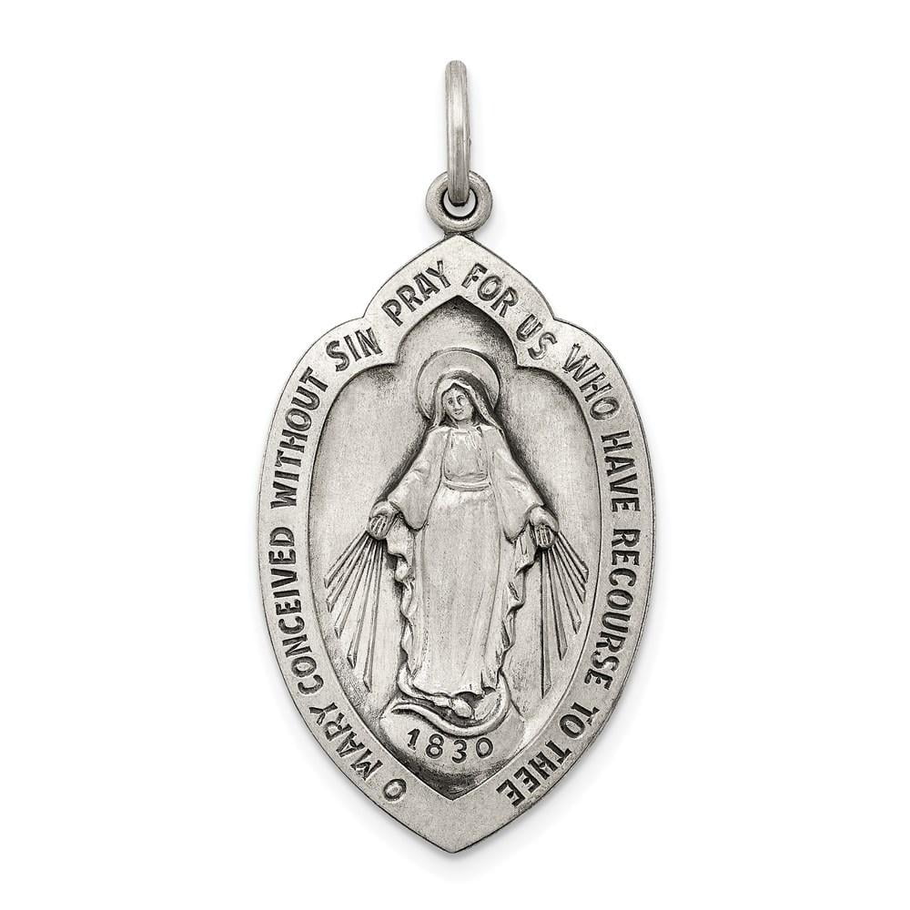 18mm x 24mm Solid 925 Sterling Silver Antiqued-Style Miraculous Medal 18mm x 24mm Solid 925 Sterling Silver Antiqued-Style Miraculous Medal