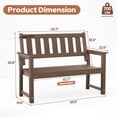thumbnail image 2 of Kaleemen 50’’ Outdoor Bench, All Weather 2-Person HDPE Garden Bench for Park, Porch and Patio, Brown, 2 of 9