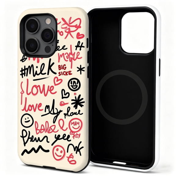 Magnetic for iPhone 16 Pro Max Case (Compatible with MagSafe) (Military Grade Drop Protection) Translucent Matte Shockproof Phone Cover, Text graffiti