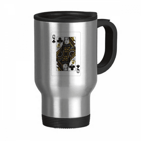

Club Q Playing Cards Pattern Travel Mug Flip Lid Stainless Steel Cup Car Tumbler Thermos