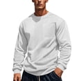 thumbnail image 2 of UVEASISHA Long Sleeve T-Shirts for Men Solid Color Patchwork Crewneck Sweatshirts Relaxed Fit Lightweight Pullover Tops Fall Casual Workout Shirt White XL, 2 of 9