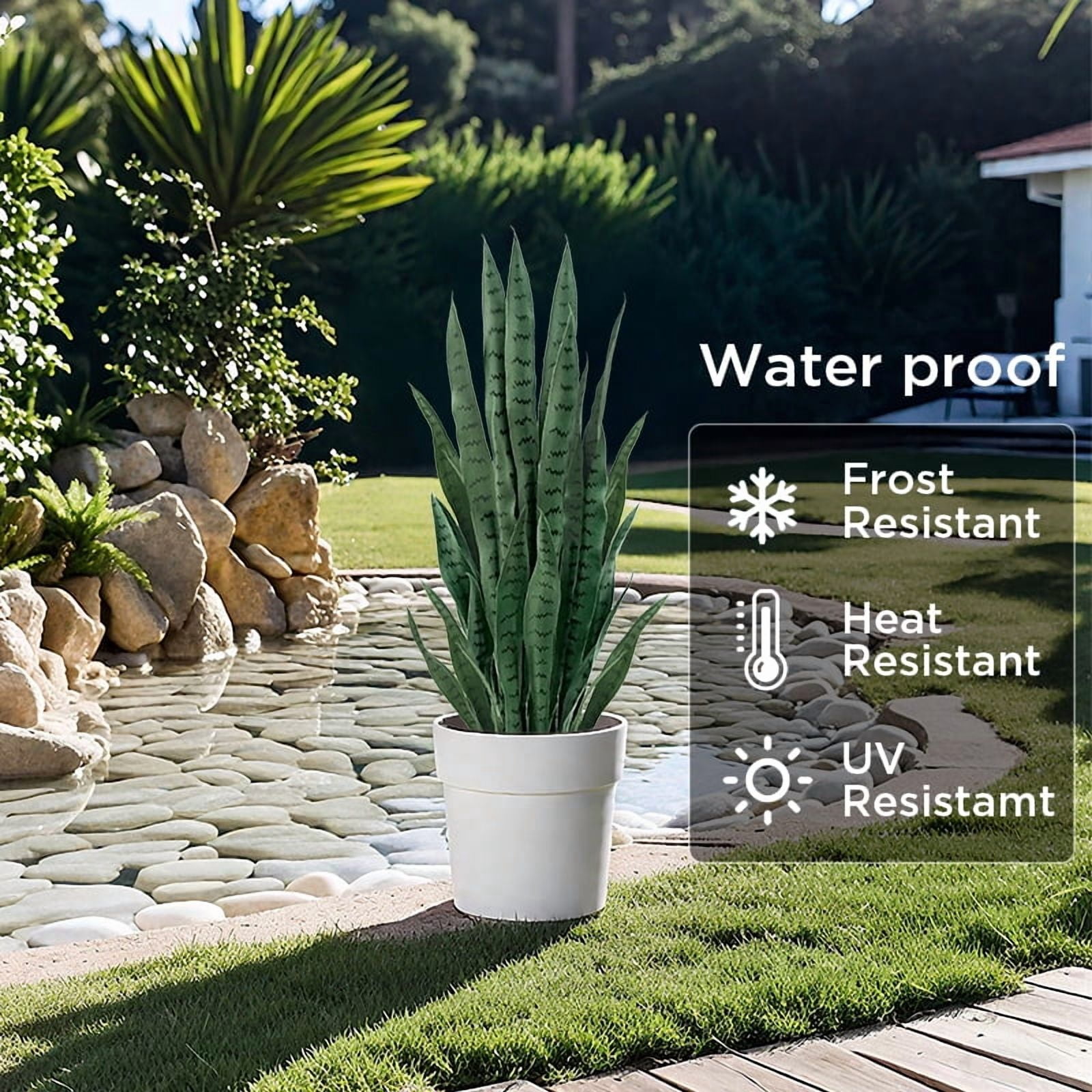 OLIVIVI Faux Snake Plants 3FT Tall Artificial Silk Agave Plant for Home Office Decor Indoor Outdoor Fake Lifelike Potted Plant with Wood Branches 2 pack