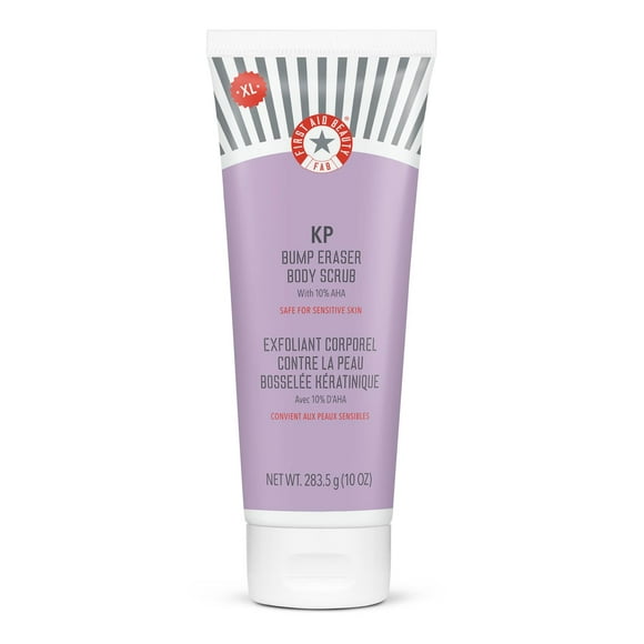 First Aid Beauty KP Bump Eraser Body Scrub - Exfoliant for Keratosis Pilaris with 10% AHA - Jumbo 10 oz Tube
