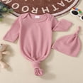 thumbnail image 3 of 2 Pcs Nouveau-Né Bébé Fille Garçon Rentrant à la Maison Robe Nouée Unisexe Tenue de Sommeil Pyjama, 3 of 6