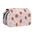 thumbnail image 1 of Disketp Strawberry Floral Estuche de Lápices de Doble Capa con Tapa Abatible y Cremallera, Organizador Escolar para Adolescentes y Adultos, 1 of 7