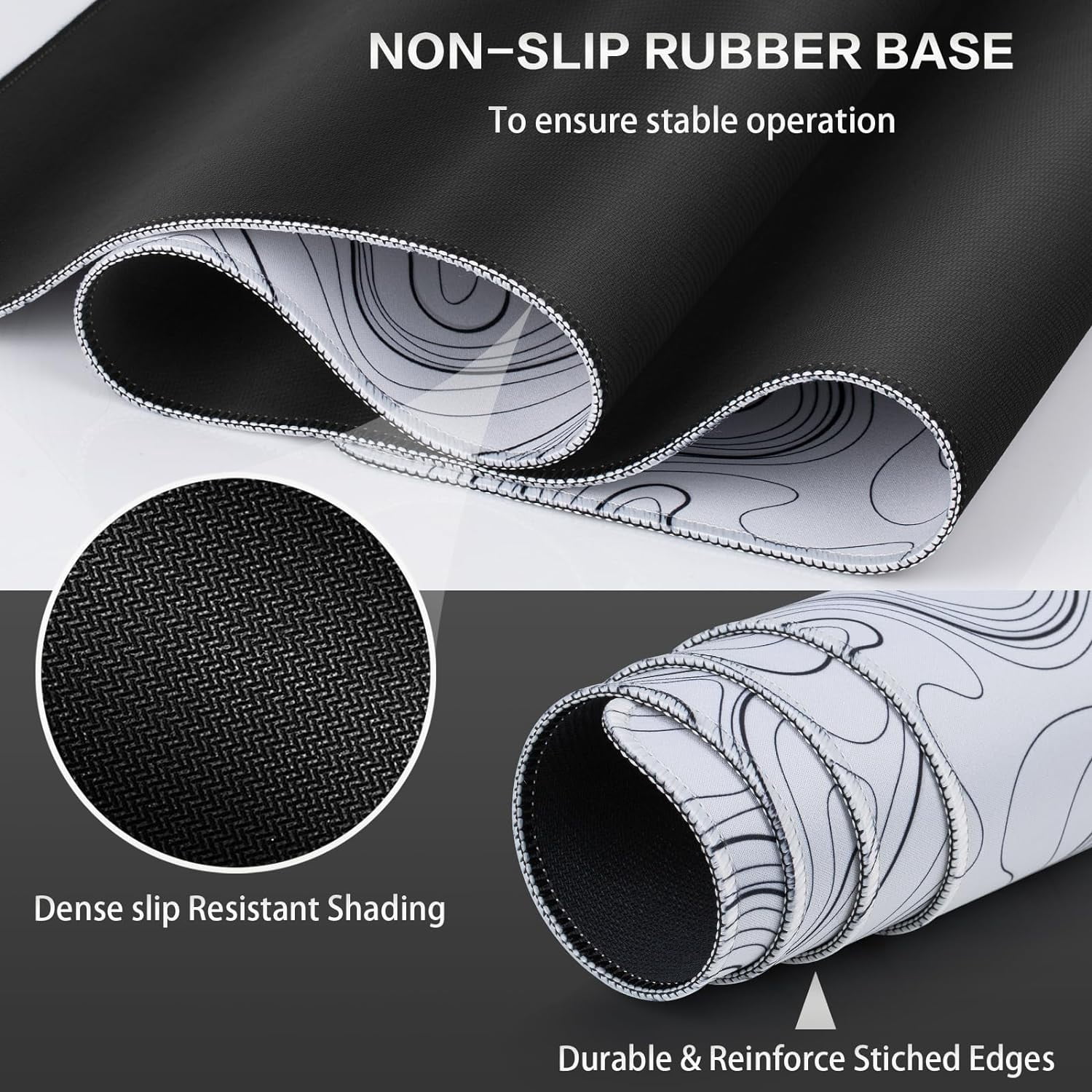 Gaming Mouse Pad, Topographic Contour Mouse Pad 35.4x15.7inch Large Extended Computer Mouse Mat Keyboard Full Desk Mousepad for Gaming, Office, Home