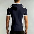 thumbnail image 4 of Qiyinn Men's Short Sleeve Hooded Henley Shirt,Casual Color Block Pullover Hoodie Breathable Summer Tops for Outdoor Beach, 4 of 5